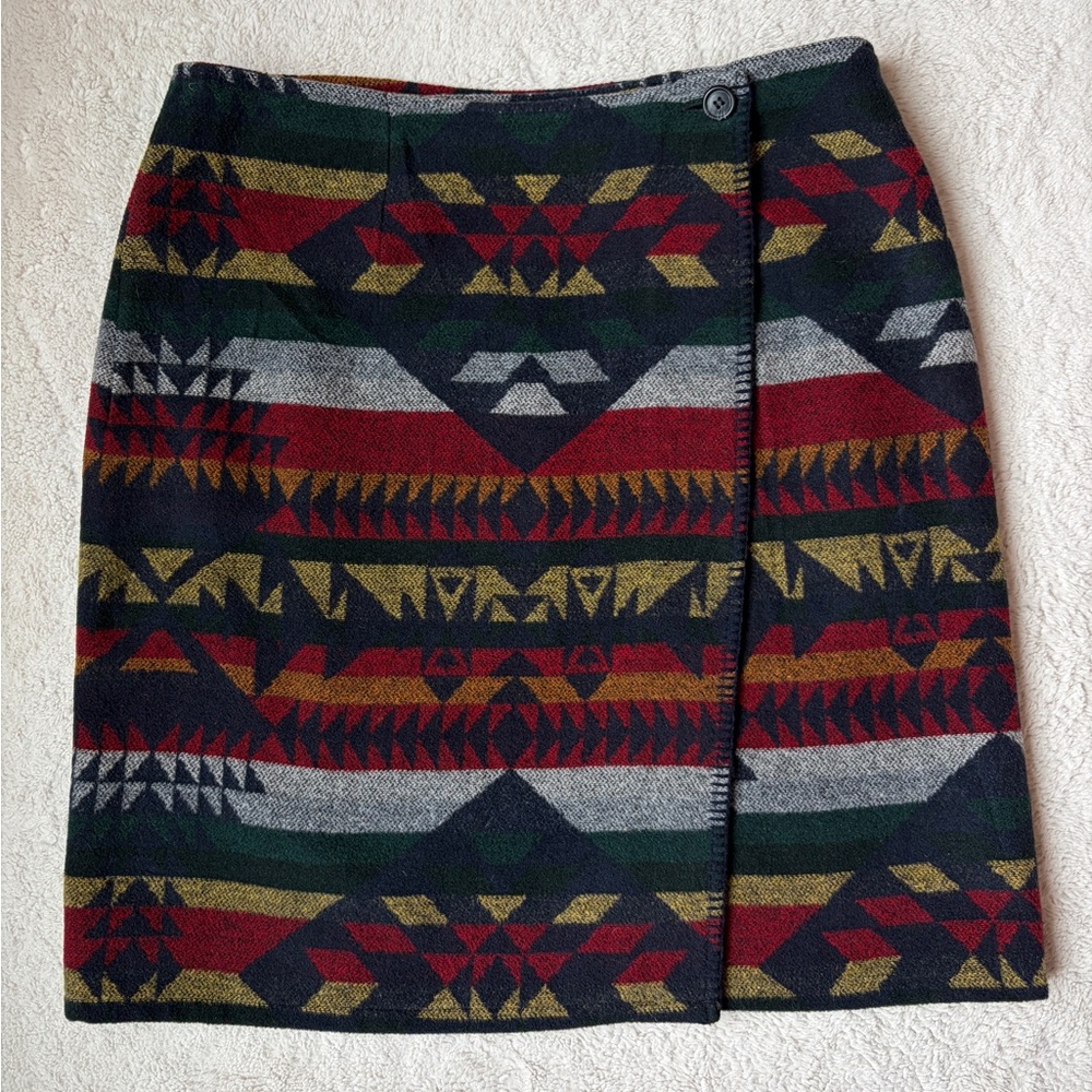 Vintage Roo Crossing Southwest Aztec Wool Blend Skirt Women Size Large